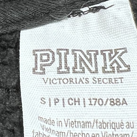 Victoria's Secret PINK Fleece Womens S Black Textured Quarter Zip Fleece Hoodie - Picture 9 of 10